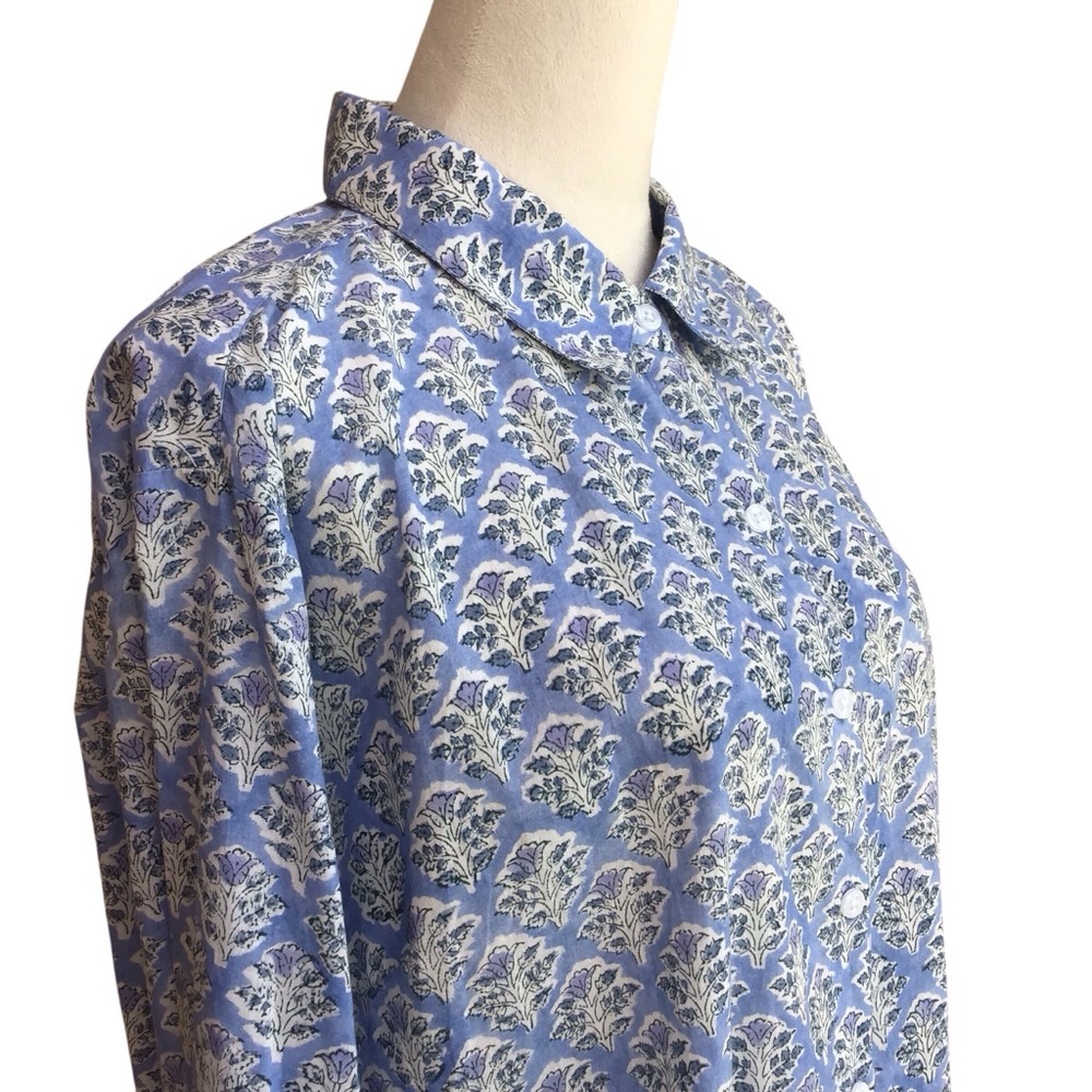 Madison Mathews Hand Printed and Woven Floral Cotton Button Up Long Sleeve NEW - Picture 7 of 10